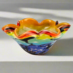 Allura Murano Style Art Glass Wavy 8.5 inch Centerpiece or Candy Bowl - J587