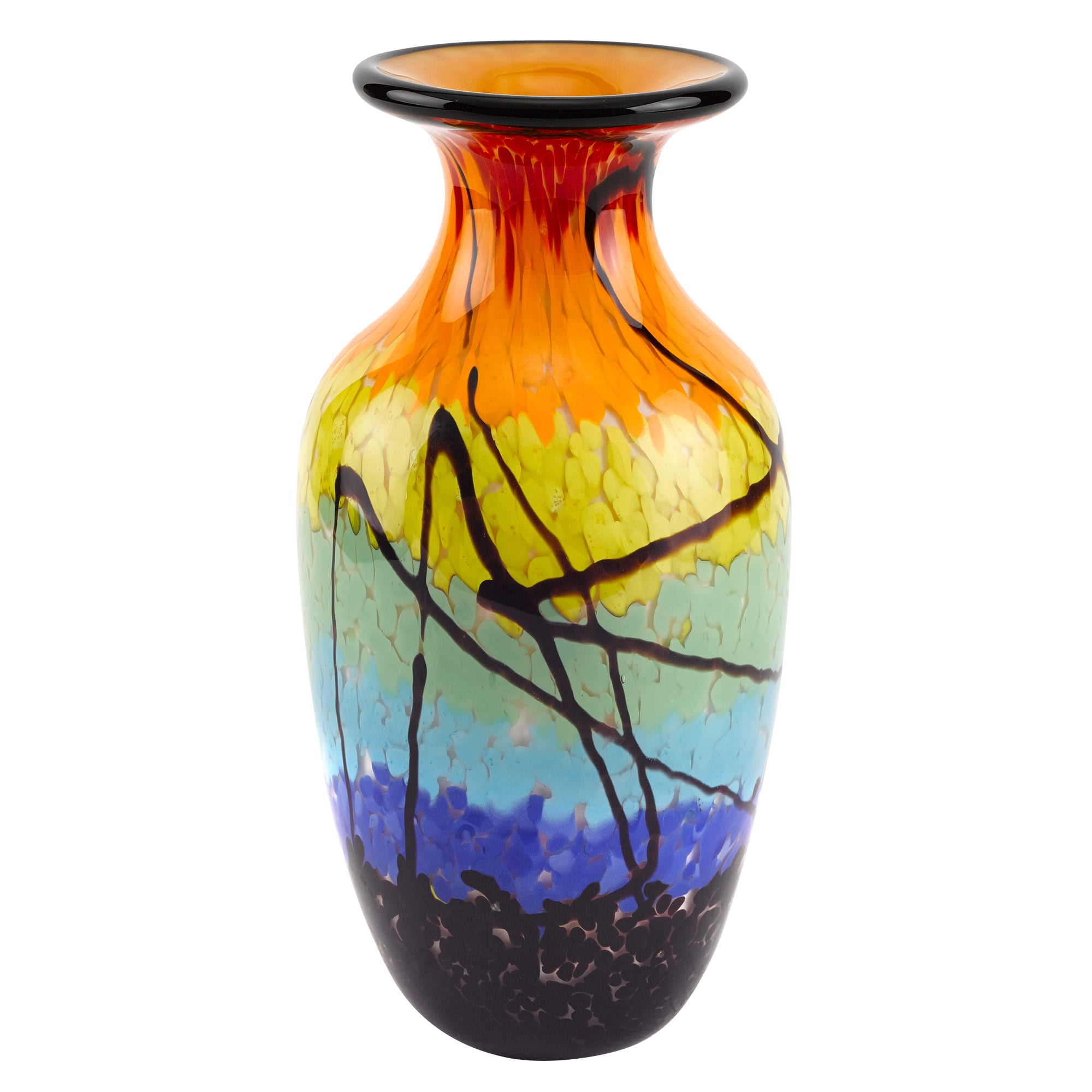 Allura Murano Style Art Glass Urn Shape 10.5" Decorative Vase - J588