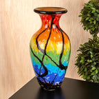 Allura Murano Style Art Glass Urn Shape 10.5" Decorative Vase - J588