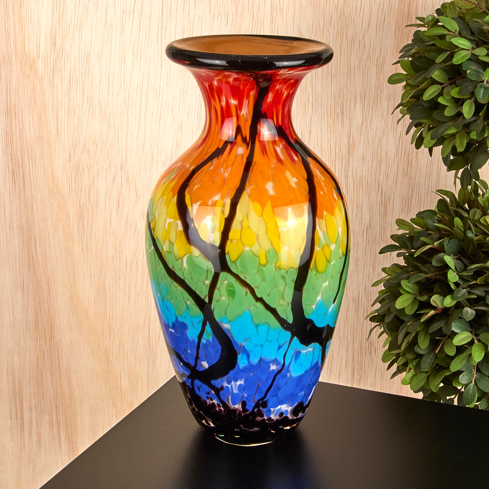Allura Murano Style Art Glass Urn Shape 10.5" Decorative Vase - J588