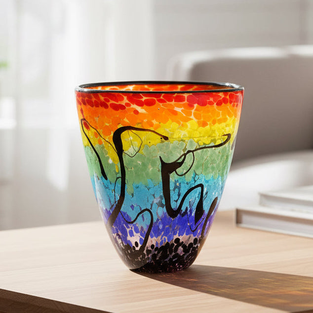 Allura Murano Style Art Glass 8" Oval Vase - J591