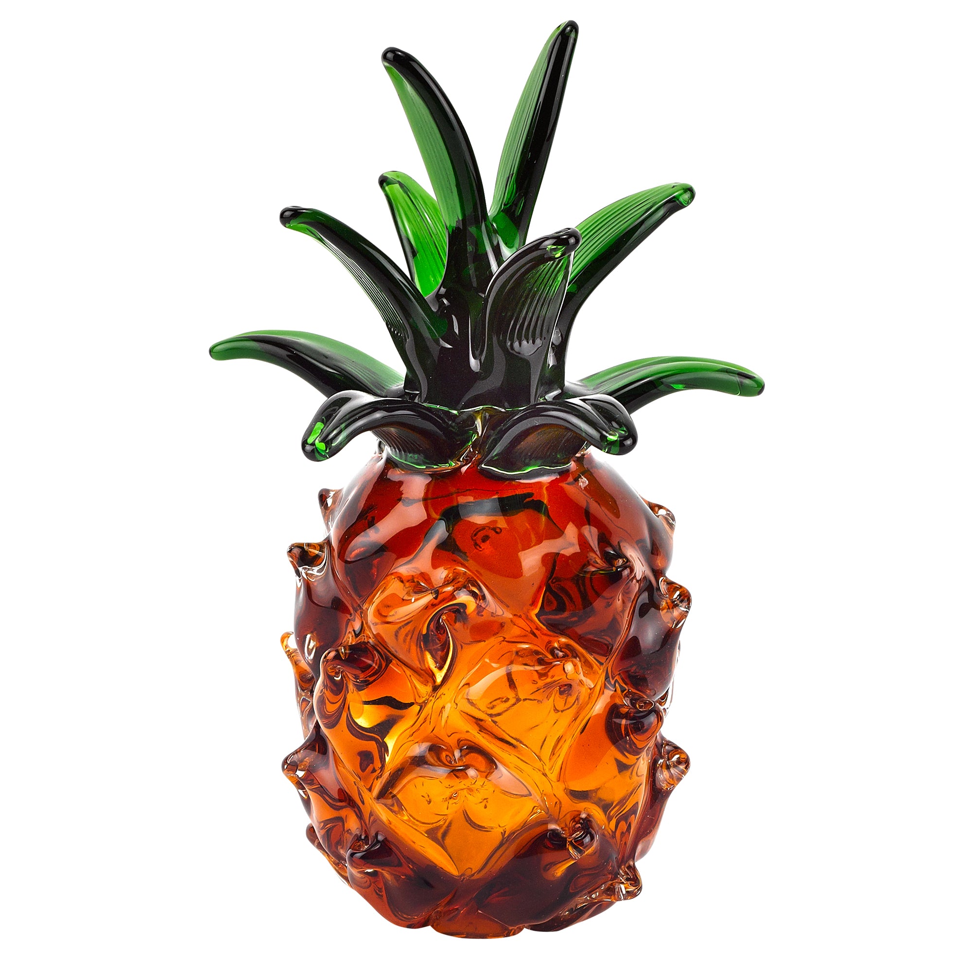 Murano Style Mouth Blown Art Glass 10" Pineapple.-J594