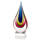 Essence Murano Style Mouth Blown Teardrop Centerpiece on Crystal Base 12" Tall-J597
