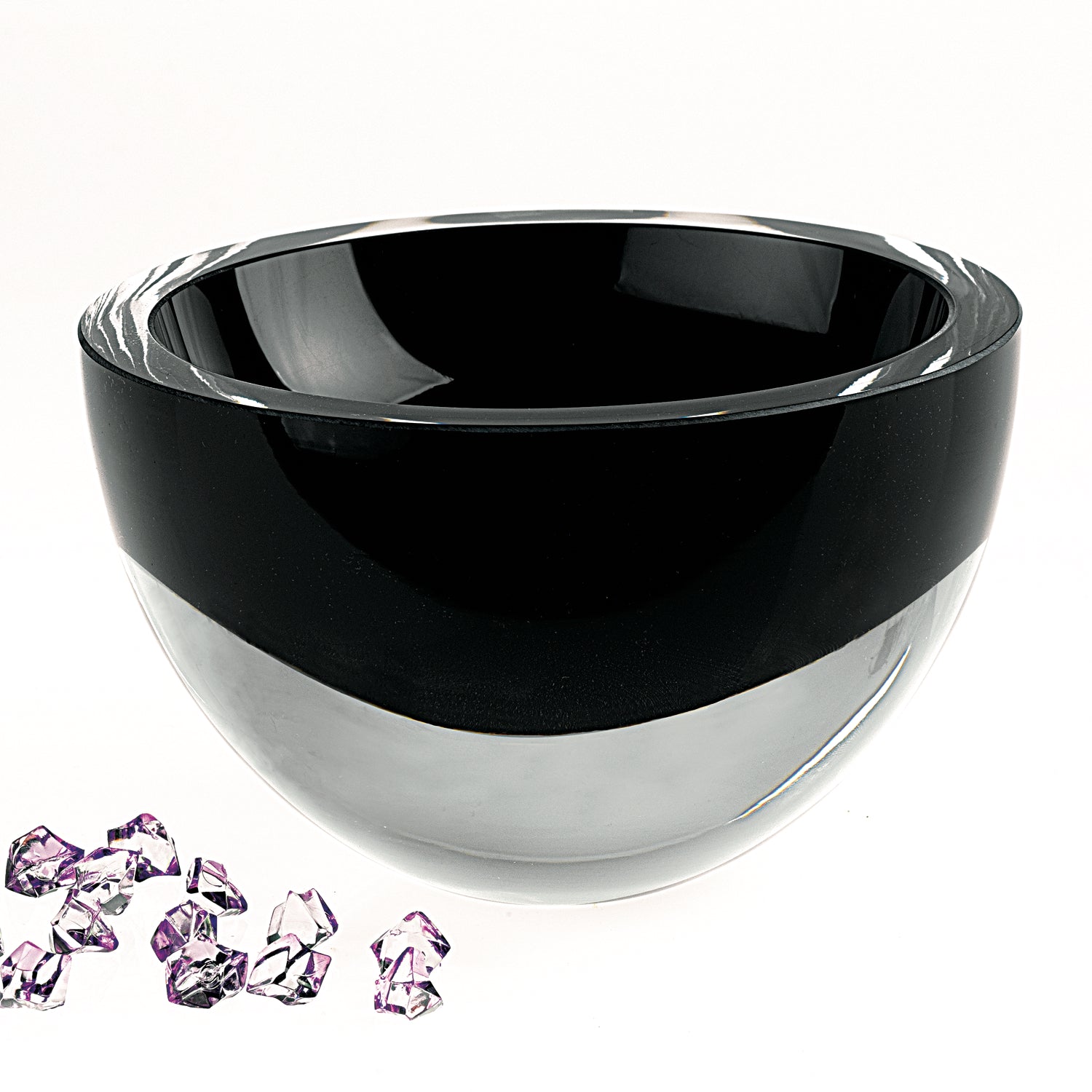 Jet Black Penelope Mouth Blown European Lead Free Crystal 6" Bowl-K2014
