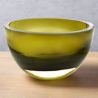 Penelope Olive Green Mouth Blown European Lead Free Crystal 6" Bowl-K2016
