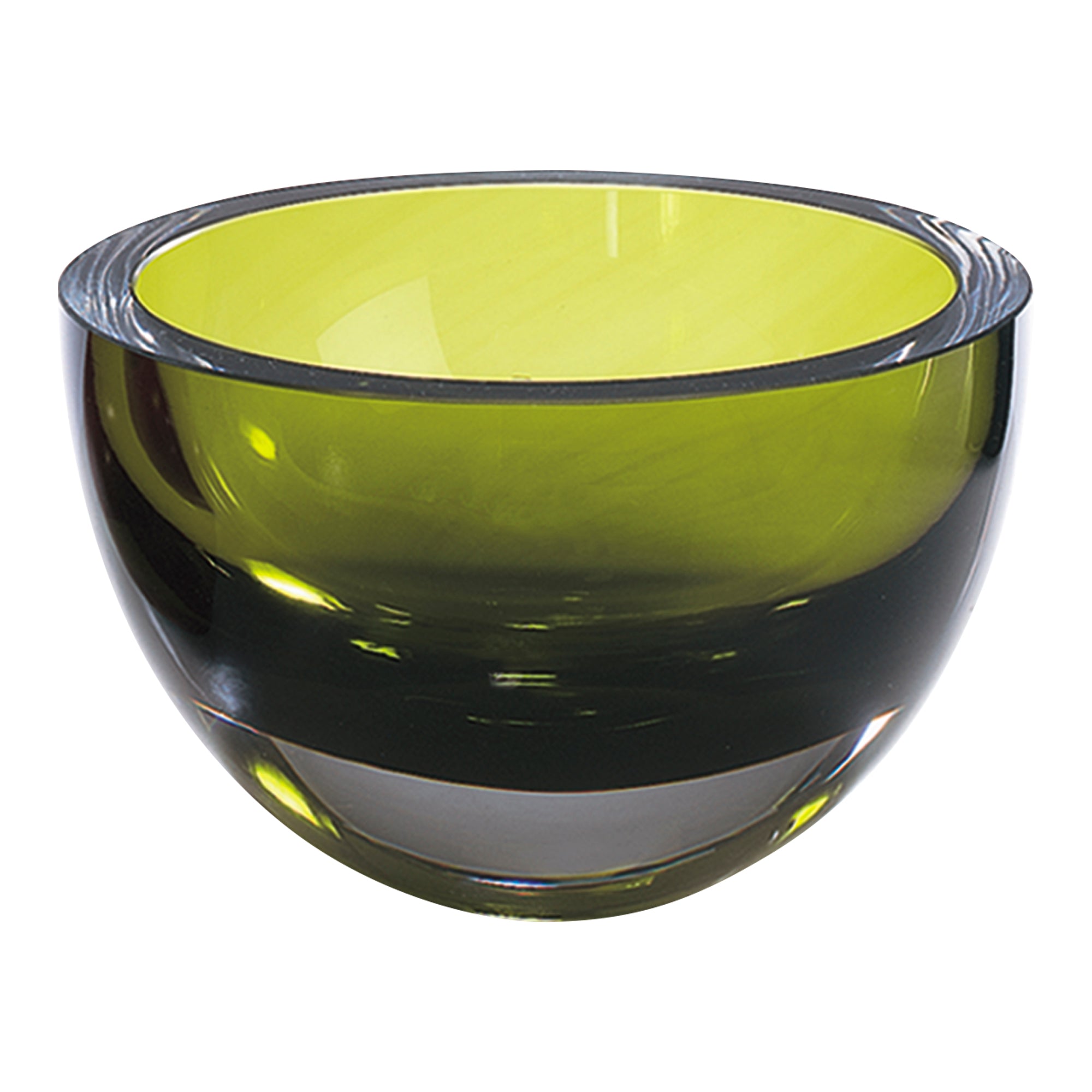Penelope Olive Green Mouth Blown European Lead Free Crystal 6" Bowl-K2016