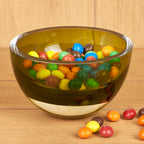 Penelope Olive Green Mouth Blown European Lead Free Crystal 6" Bowl-K2016