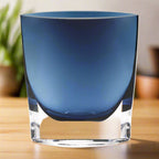 Samantha Midnight Blue European Mouth Blown Glass 8" Pocket Shaped Vase-K2038