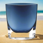 Samantha Midnight Blue European Mouth Blown Glass 8" Pocket Shaped Vase-K2038