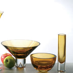 Penelope Amber Mouth Blown European Lead Free Crystal 6" Bowl-K2003