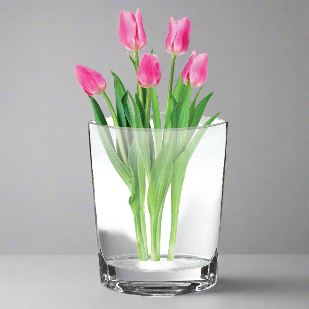 Montego Bay European Mouth Blown Crystal Pocket Shaped 11" Vase-K2090