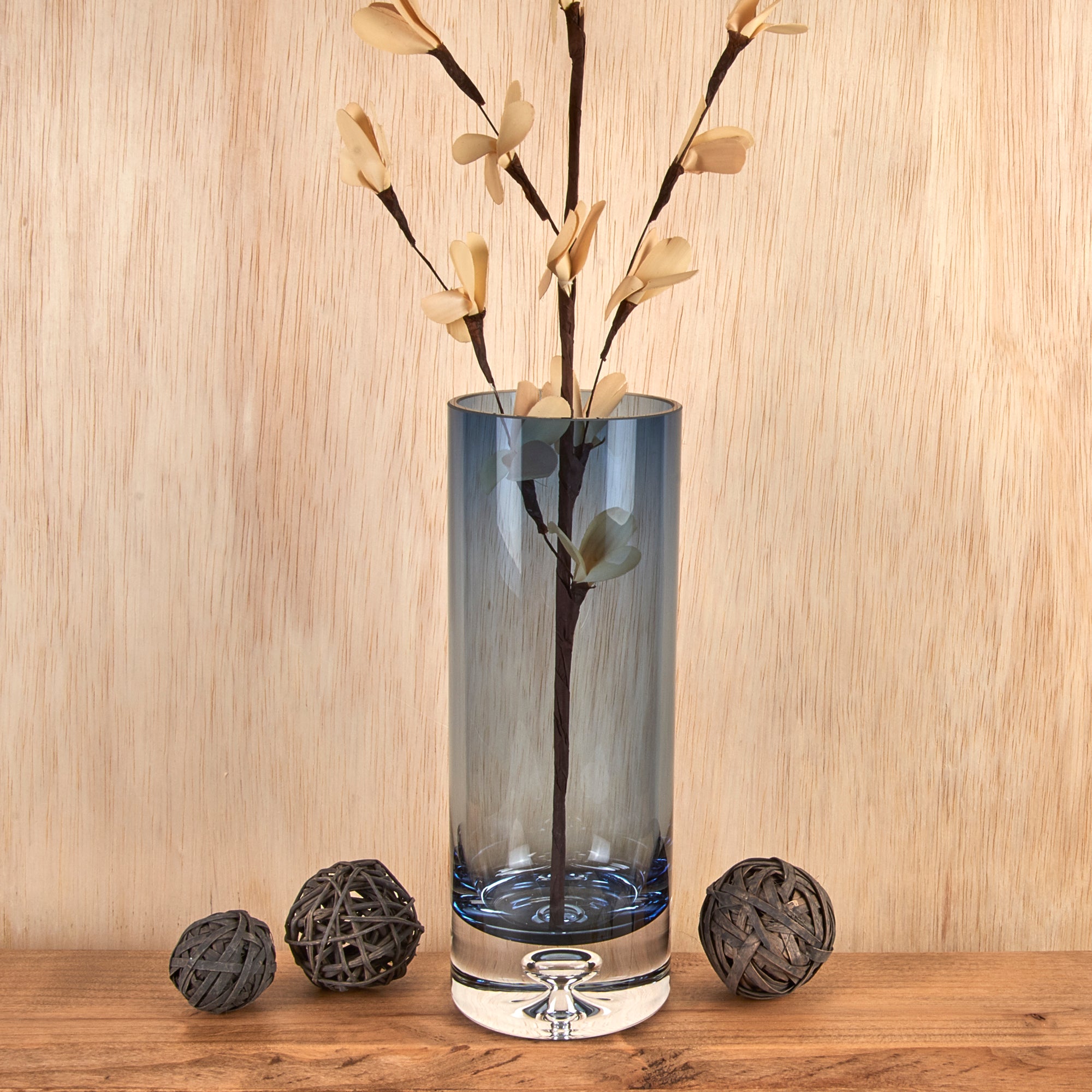 Galaxy European Mouth Blown Lead Free Crystal Midnight Blue Cylinder Vase 10.5" X 3-K2217