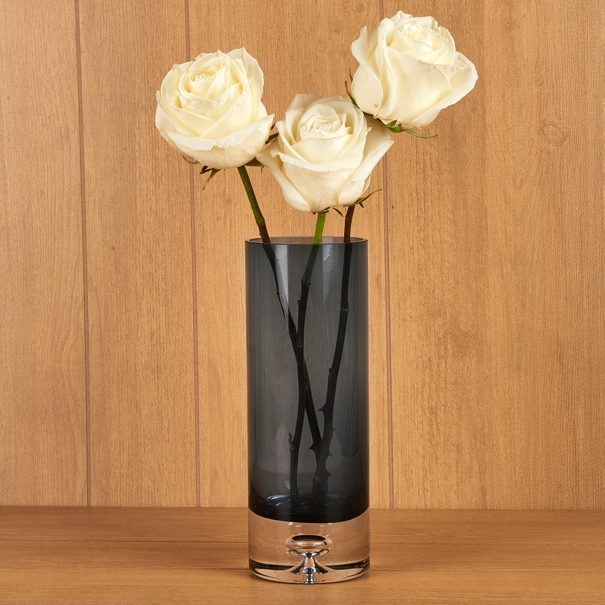 Galaxy European Mouth Blown Lead Free Crystal Midnight Blue Cylinder Vase 10.5" X 3-K2217