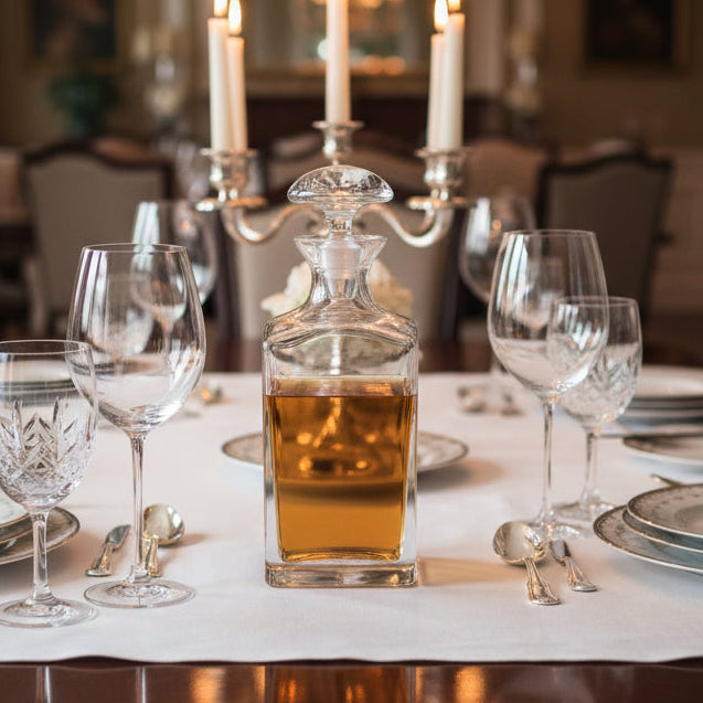 Andre Square Decanter - European Mouth Blown 34 oz. Scotch or Whiskey Lead Free Crystal Decanter-K2224 H10.5