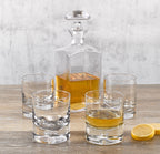 Andre Square Decanter - European Mouth Blown 34 oz. Scotch or Whiskey Lead Free Crystal Decanter-K2224 H10.5