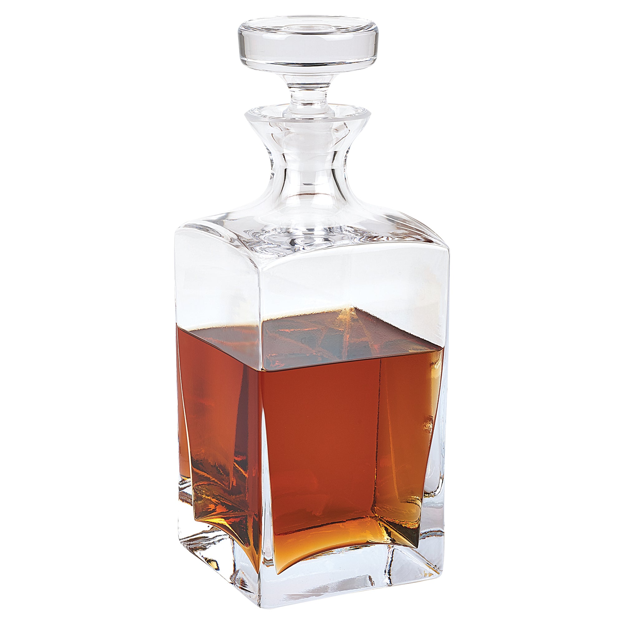 Sir Henry Square Decanter - European Mouth Blown 34 oz. Scotch or Whiskey Lead Free Crystal Decanter K2234