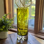 Galaxy Cylinder Vase- European Mouth Blown Lead Free Crystal in Olive Green 10.5" X 3-K2237