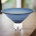 Monaco Midnight Blue European Mouth Blown Crystal 12" Centerpiece Bowl-K893