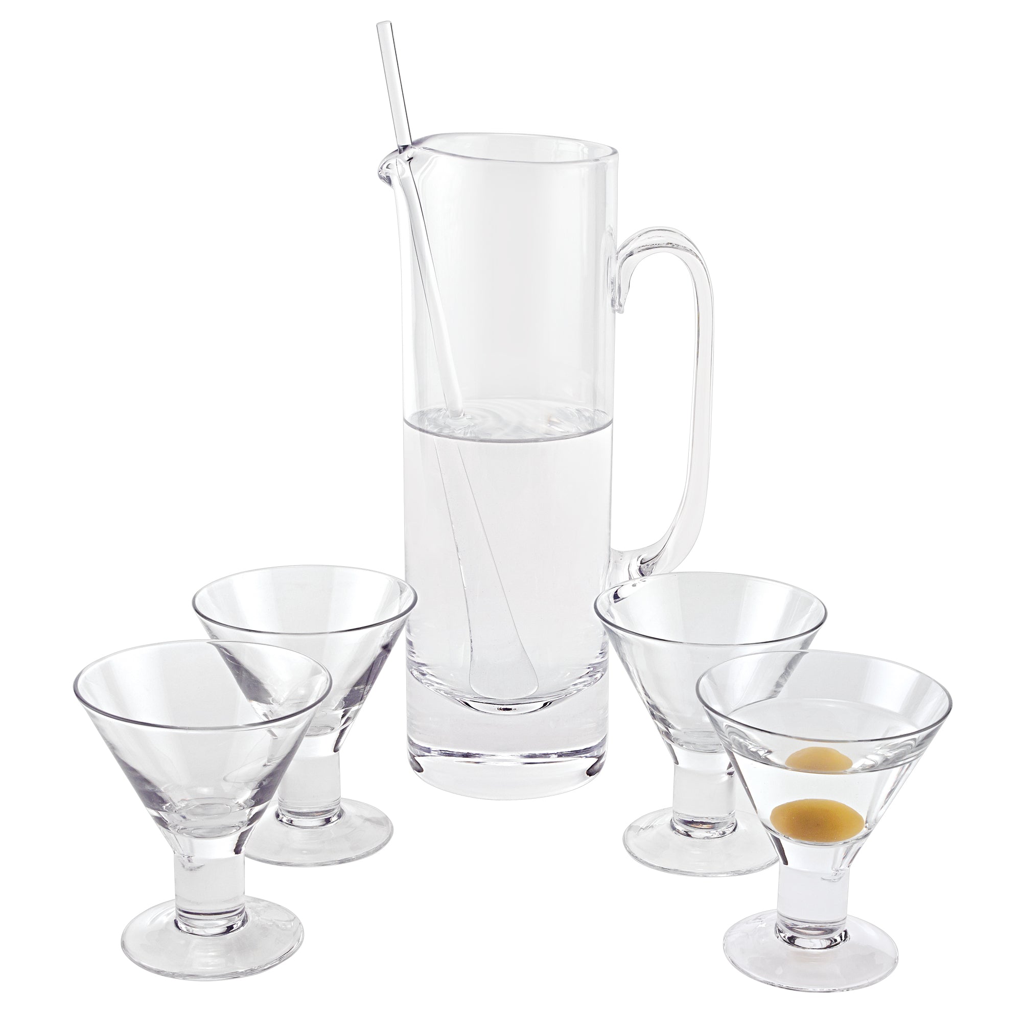 Manhattan European Mouth Blown Lead Free Crystal Martini Pitcher and Stirrer - 12 in. 54 oz.-K924