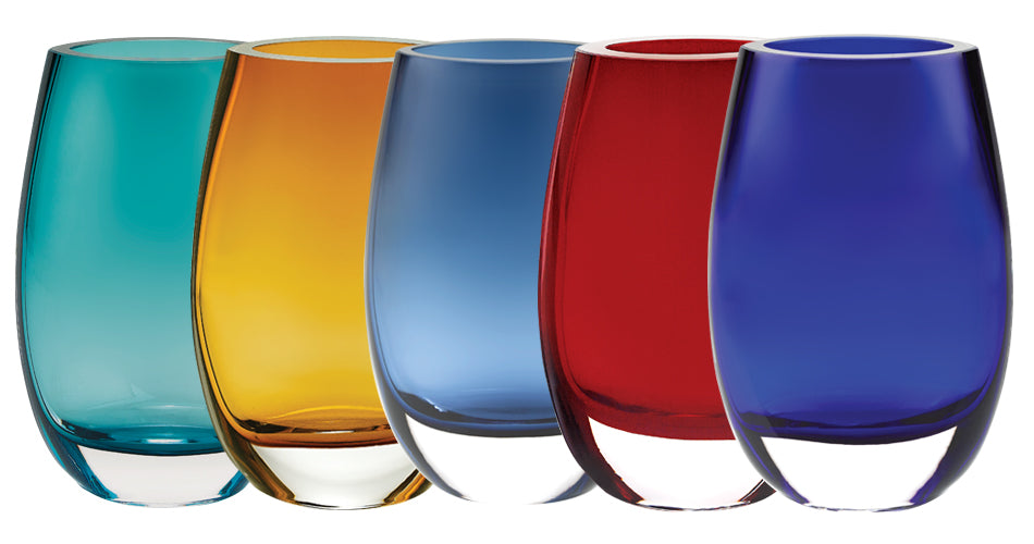 Crescendo Midnight Blue European Mouth Blown Oval Thick Walled 7.5" Vase-K948