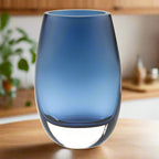 Crescendo Midnight Blue European Mouth Blown Oval Thick Walled 7.5" Vase-K948
