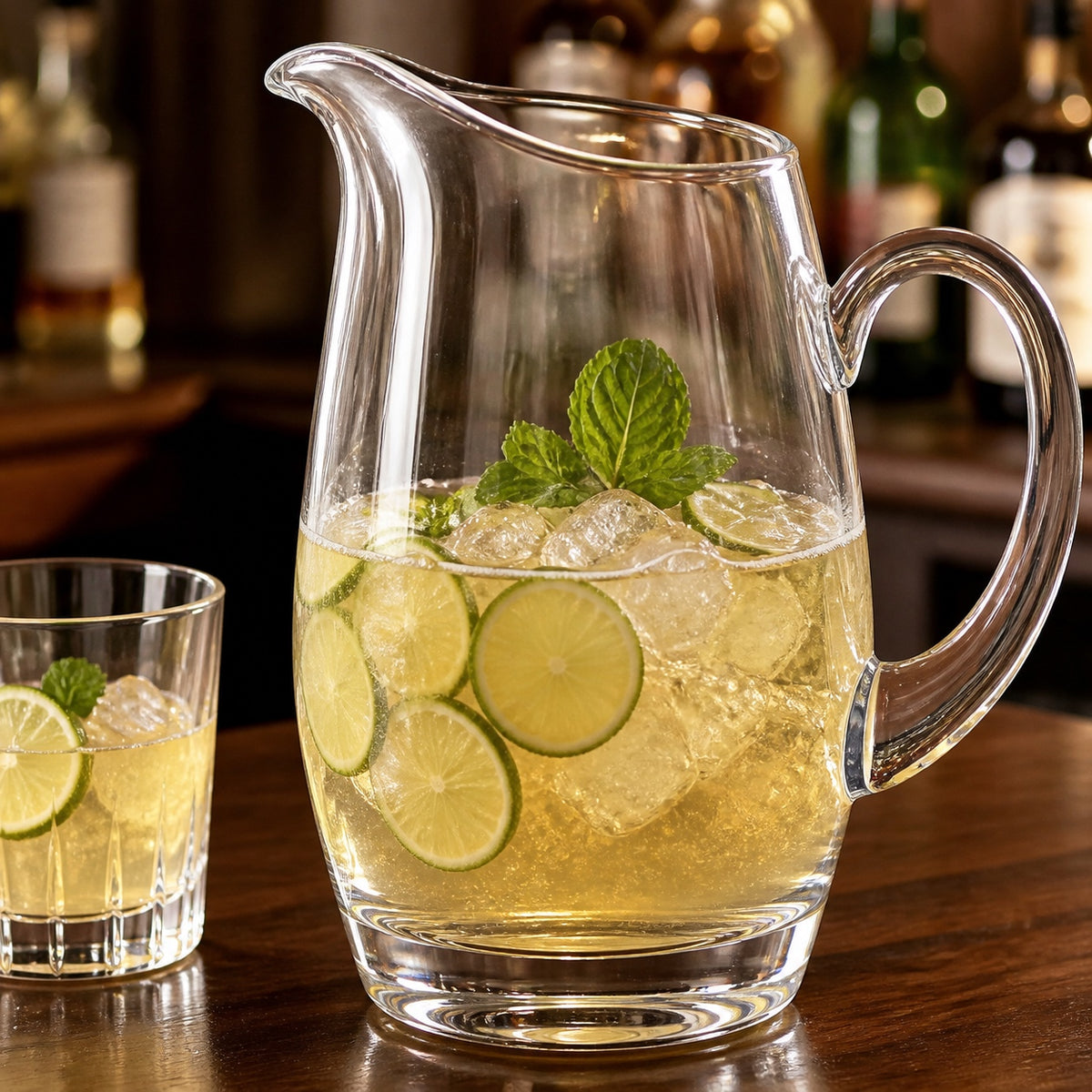 The Classic European Mouth Blown "Barrel" Water, Juice or Iced Tea Pitcher 54 Oz -H9-K960