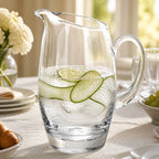 The Classic European Mouth Blown "Barrel" Water, Juice or Iced Tea Pitcher 54 Oz -H9-K960