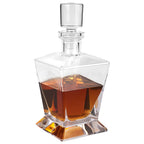 Regal European Mouth Blown Lead Free Crystal Square Decanter H10" 28 oz.-K974