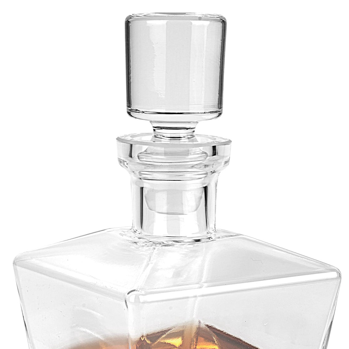 Regal European Mouth Blown Lead Free Crystal Square Decanter H10" 28 oz.-K974