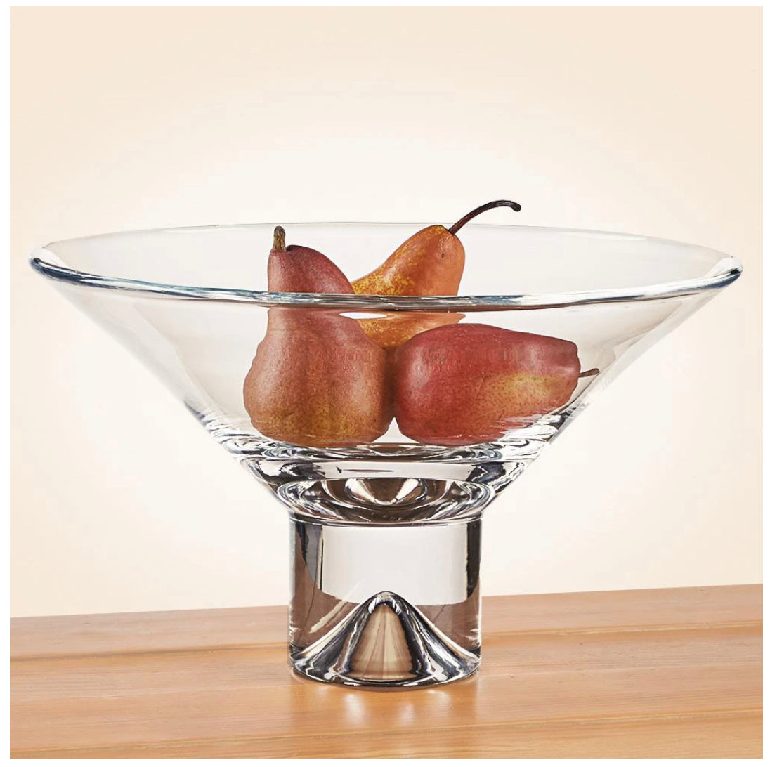 Monaco Pedestal Mouth Blown European Lead Free Crystal Centerpiece or Fruit Bowl -K978