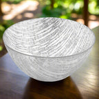 Secret Treasure Handcrafted Silver Accent Glass Salad or Serving Bowl D 11-KM710S