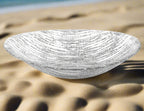 Secret Treasure Silver Accent Handcrafted Glass 15" X 9" Oval Salad or Centerpiece Bowl-KM711S