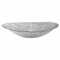 Secret Treasure Silver Accent Handcrafted Glass 15" X 9" Oval Salad or Centerpiece Bowl-KM711S