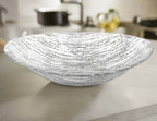 Secret Treasure Silver Accent Handcrafted Glass 15" X 9" Oval Salad or Centerpiece Bowl-KM711S