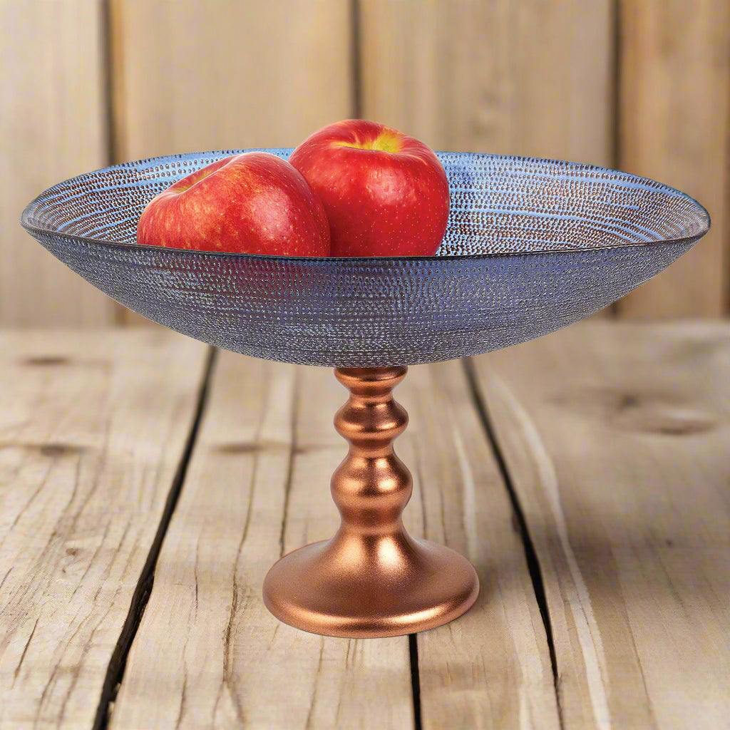 Dory - A Footed Oval Glass 12" Centerpiece Bowl-KM738