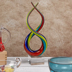 Spectrum Murano Style Blown Art Glass Rainbow Centerpiece on Base H14 in.-J473