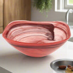 Pair of Terra Cotta Alabaster Glass 6" Squarish Salad or Candy Bowls-P231