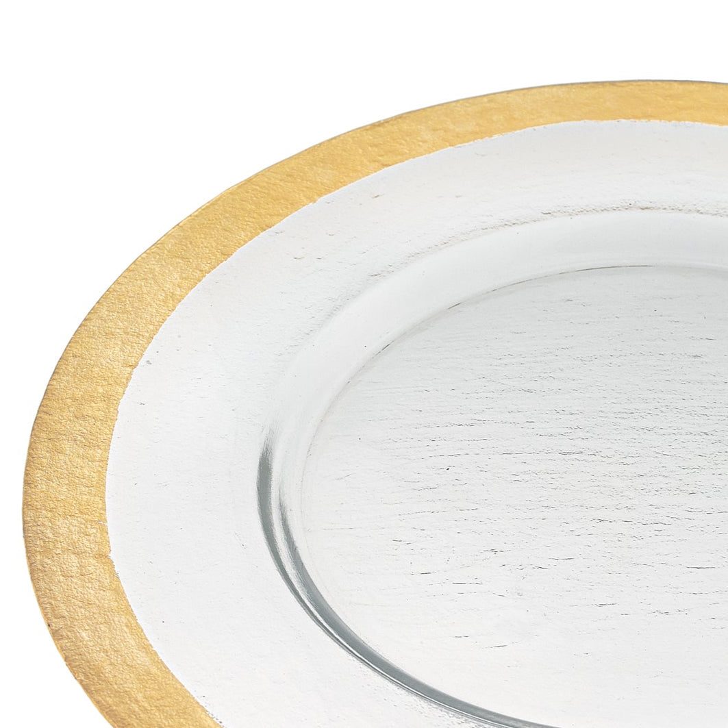 Gold Border Round 13 " Glass Charger Plate-P248G