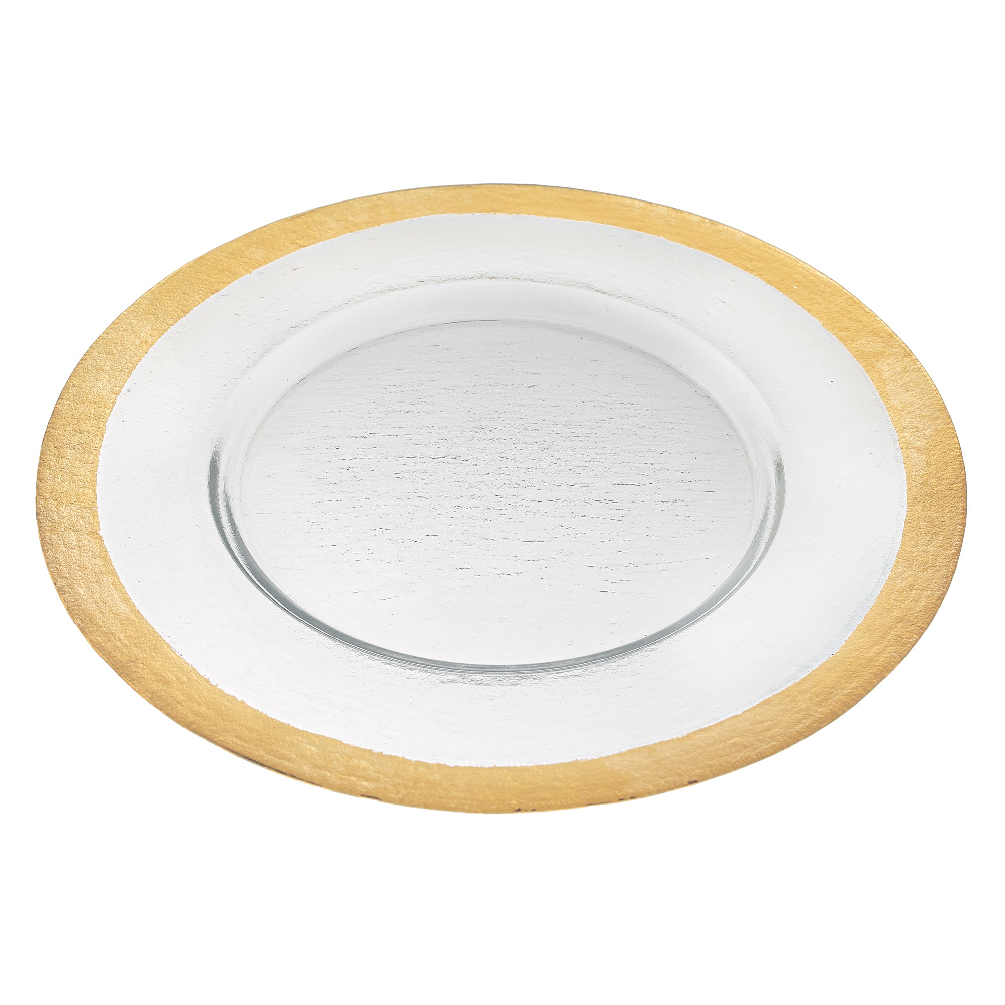 Gold Border Round 13 " Glass Charger Plate-P248G