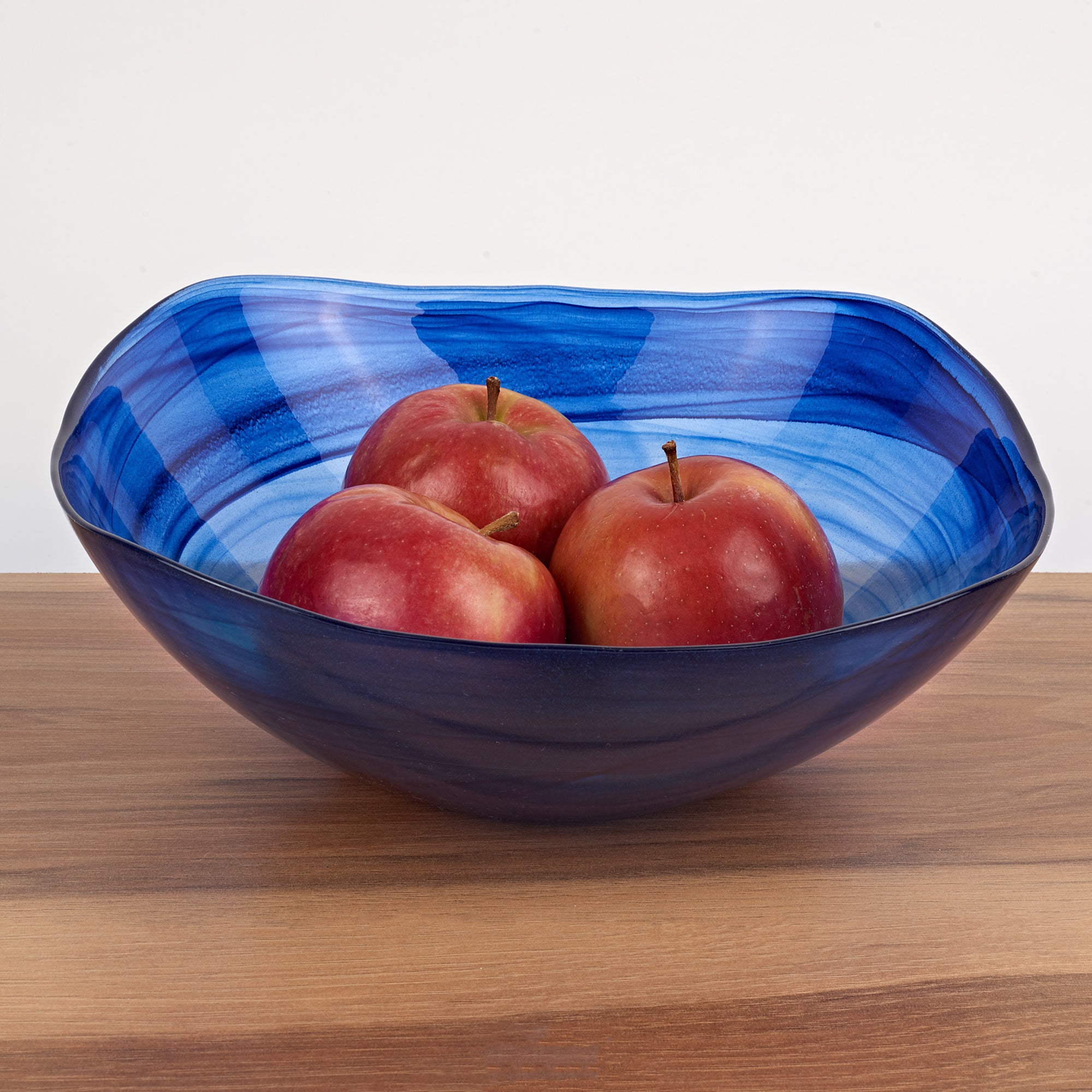 Cobalt Blue Alabaster Glass 10" Squarish Salad or Serving Bowl - P262