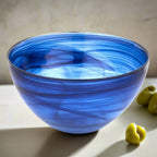Cobalt Blue Alabaster Glass 6" Round Salad or Candy Bowl-P264