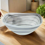 Pair of Gray Alabaster Glass 6" Squarish Salad or Candy Bowls-P271