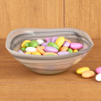 Pair of Gray Alabaster Glass 6" Squarish Salad or Candy Bowls-P271