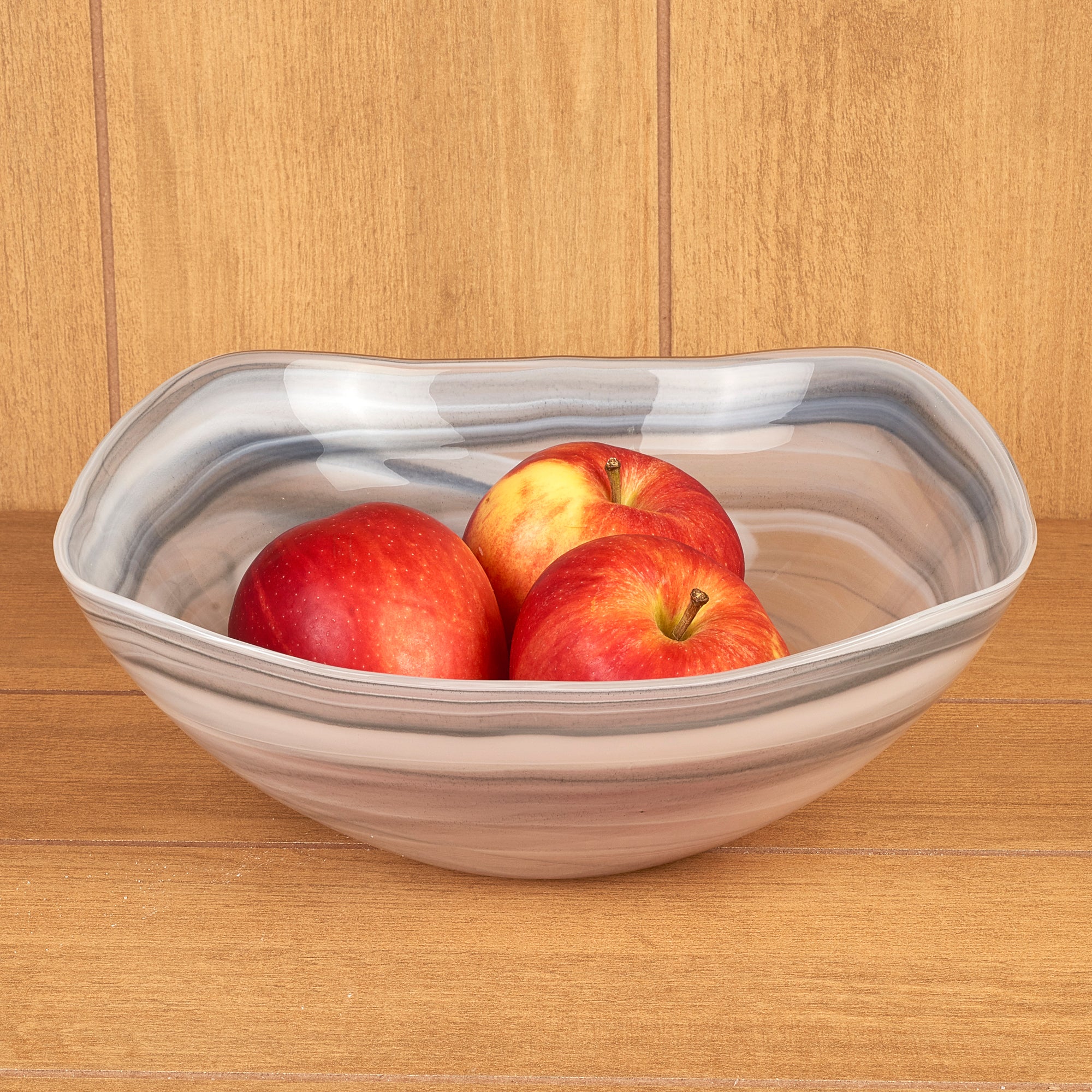 Grey Alabaster Glass 10" Squarish Salad or Serving Bowl-P272