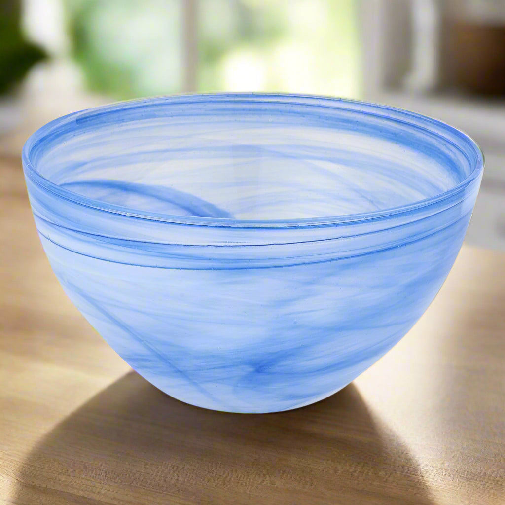 Blue Alabaster Glass 6" Round Salad or Candy Bowl - P283