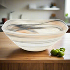 Taupe Alabaster Glass 10" Squarish Salad or Serving Bowl-P292