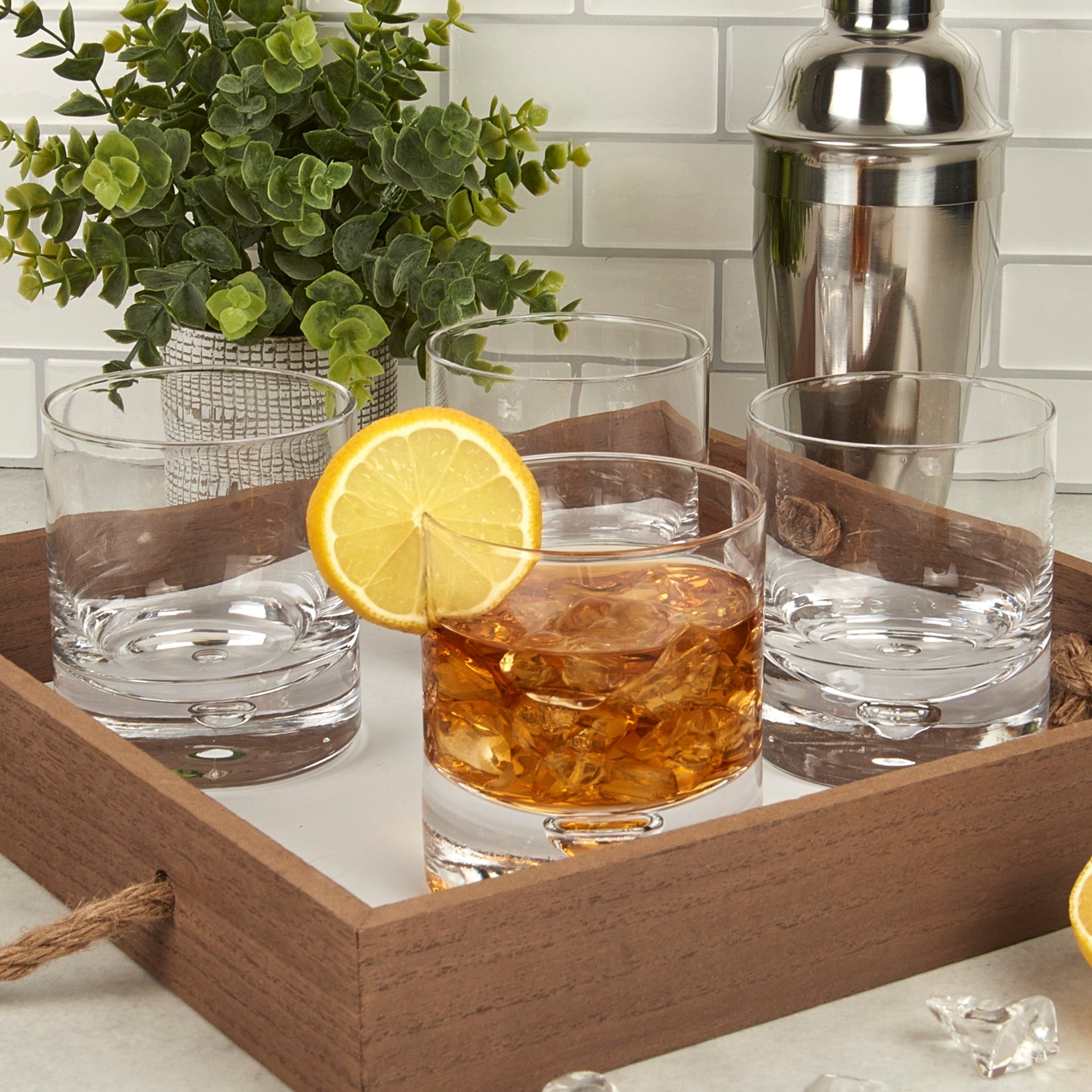 Galaxy 4 pc set Rocks Glass - Old Fashioned  Lead Free Crystal Scotch Glass - 8 Oz-SR737