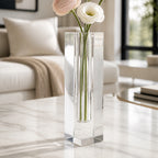 Donovan Handcrafted Square 10" Optical Crystal Vase-YD200