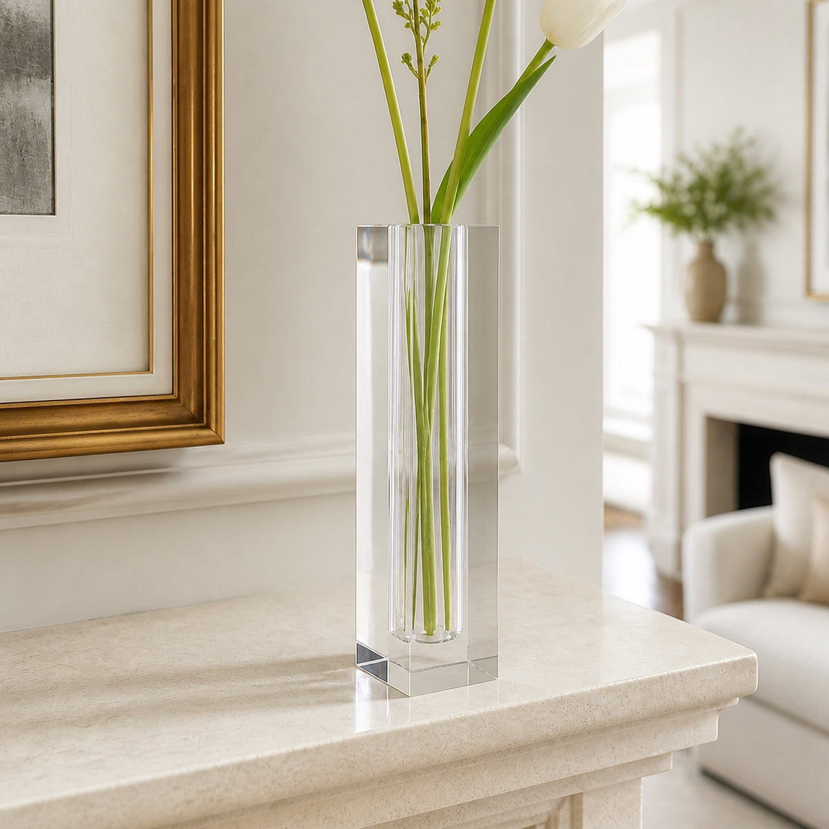 Donovan Handcrafted Square 10" Optical Crystal Vase-YD200