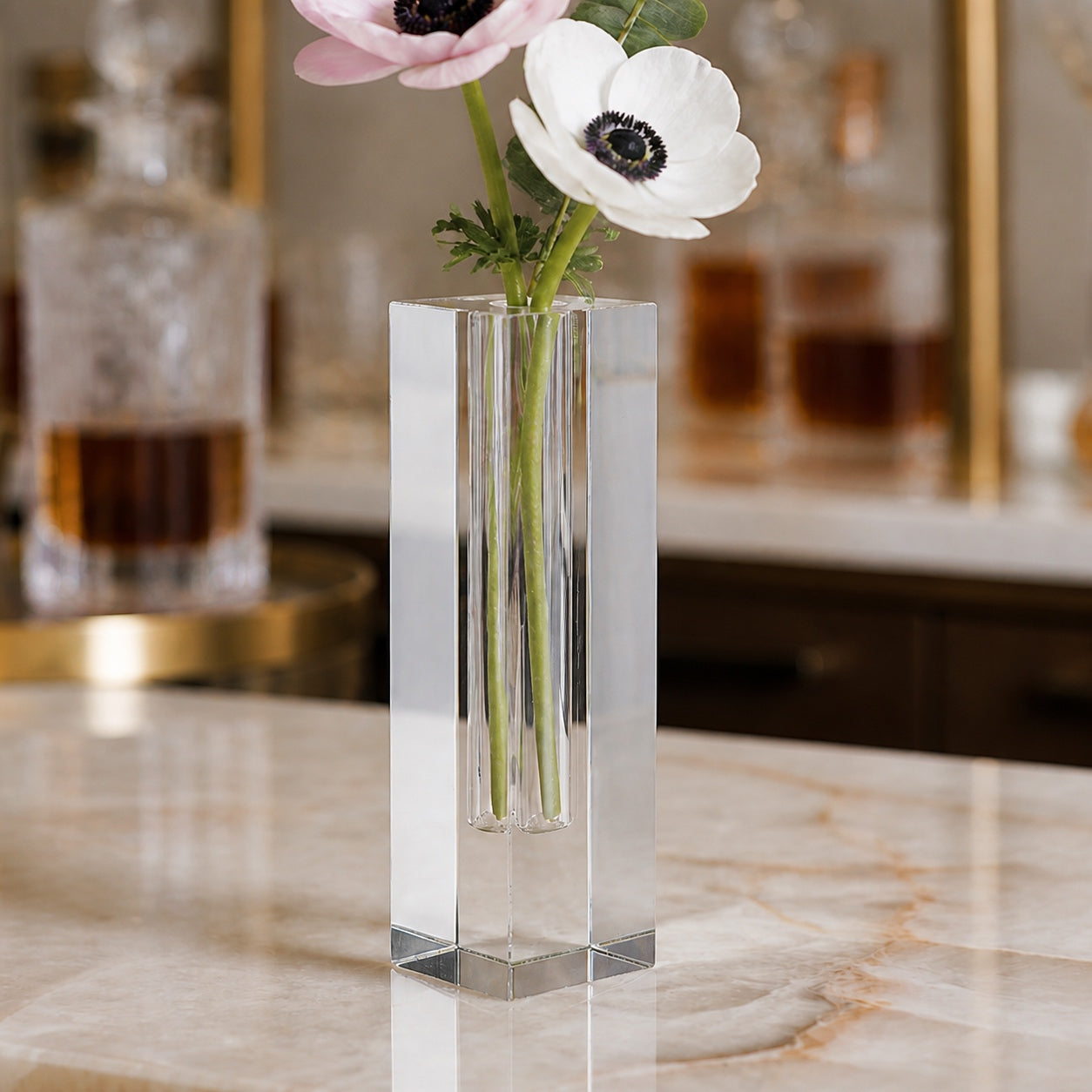 Donovan Handcrafted Square 10" Optical Crystal Vase-YD200